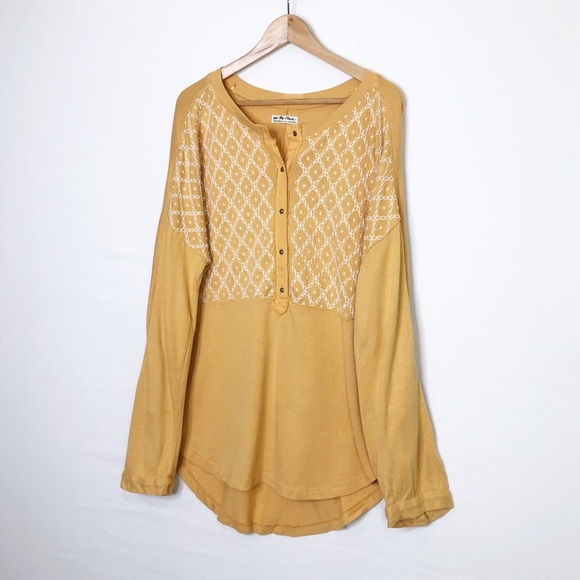 Free people with a free mustard, embroidered oversize tunic, Henley - Picture 9 of 12